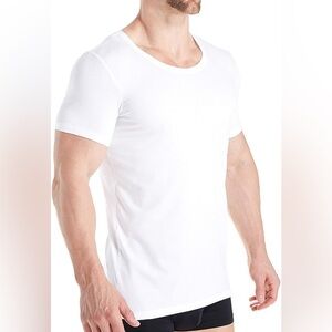 HANRO Mens COTTON SUPERIOR Crew Neck Cotton Stretch Undershirt - WHITE Size L